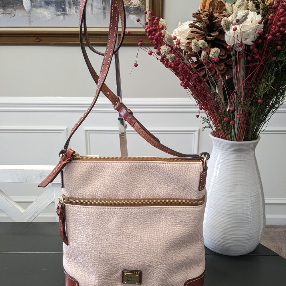 Dooney & Bourke Pink Crossbody Leather Trim Shoulder Bag - Picture 2 of 13